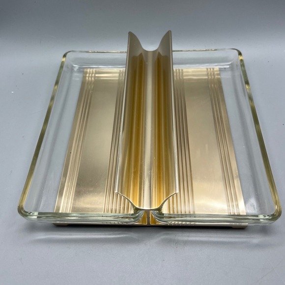 Art Deco style central divider, two glass trays crudite? vanity - Picture 1 of 9